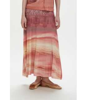 Pleated skirt with desert print double-use