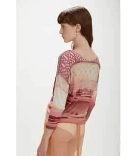 Pointelle sweater with desert print double use