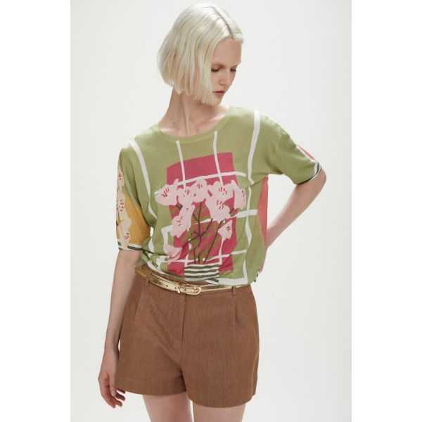 Maglia over a 3/4, stampa Block, double use