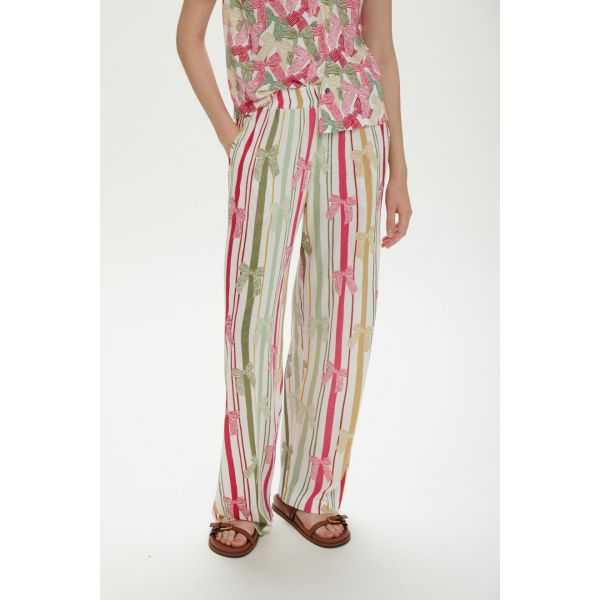 Pantaloni due tasche, stampa Ribbon