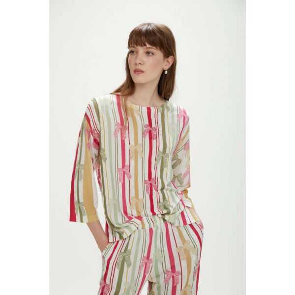 Maglia over, con stampa Ribbon, double use