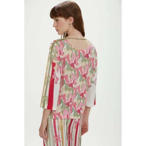 Oversized sweater with Ribbon print double use