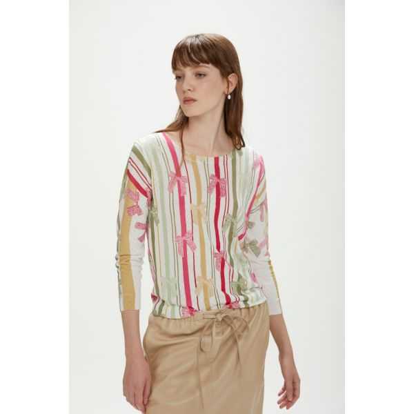 Pullover leggero, stampa Ribbon double use