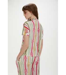 Short sleeve shirt with Ribbon print