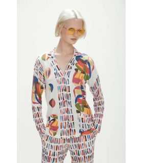 Shirt jacket with Pop print