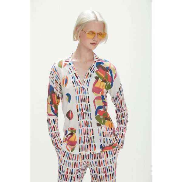 Shirt jacket with Pop print