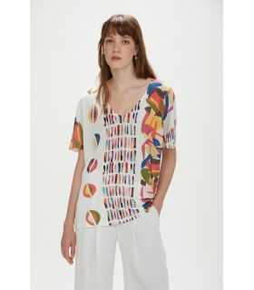 Maglia over mezza manica, con stampa Pop double use