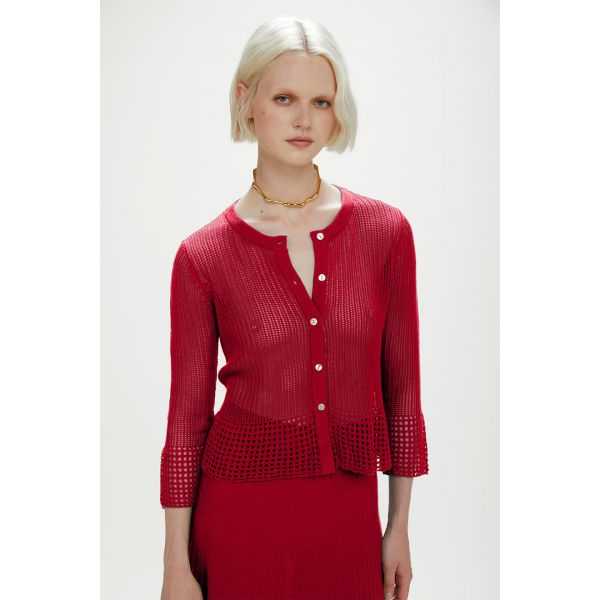 Cropped jacket with mesh effect