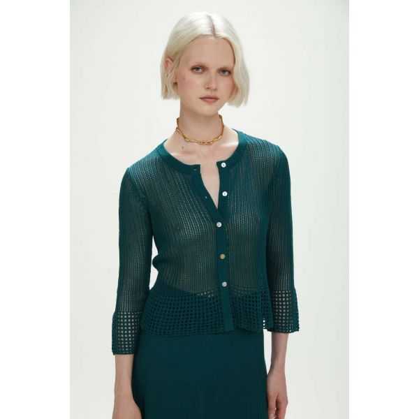 Cropped jacket with mesh effect