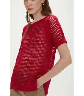 Maglia a mezza manica effetto rete