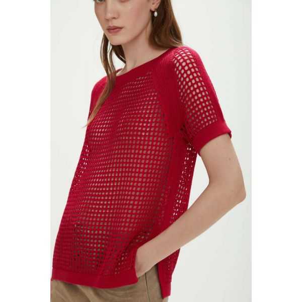Maglia a mezza manica effetto rete