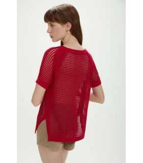 Maglia a mezza manica effetto rete