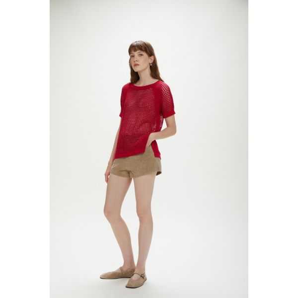Short sleeve mesh top