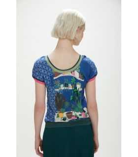 Maglia a manica corta, double use, con motivo fiori double use