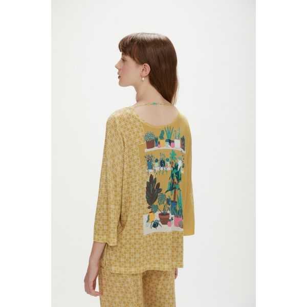 Oversized knit with flowers print double use