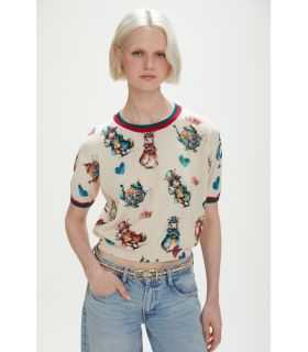 T-Shirt Over girocollo con Stampa Fantasy