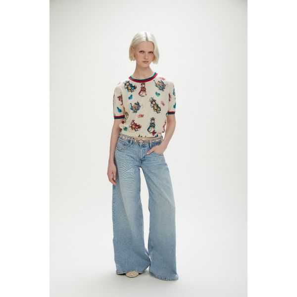 Short-sleeve top with Fantasy print