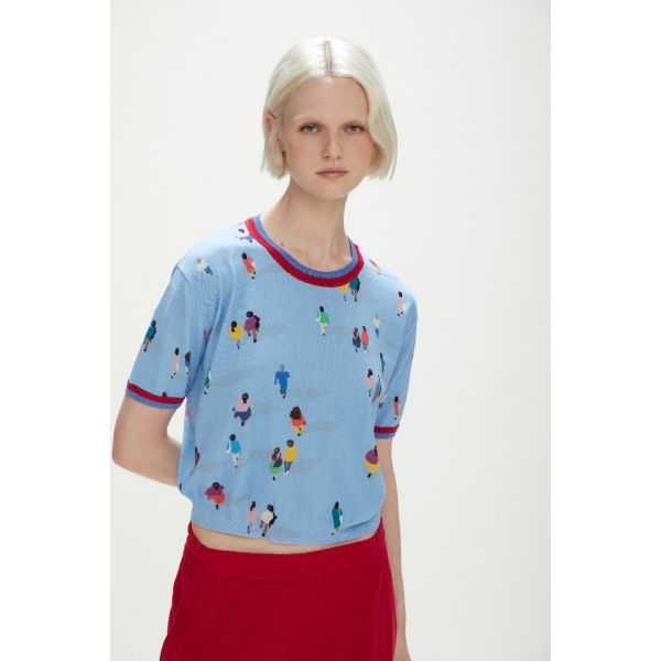 Knitwear t-shirt with People print