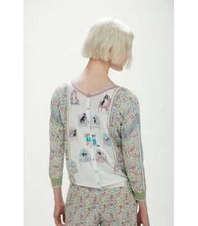 Cardigan with dogs & flowers print