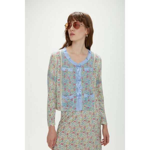 Chanel-style jacket with flowers print