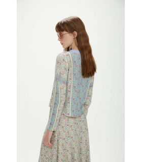 Chanel-style jacket with flowers print