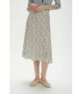 Pleated skirt with small flowers print