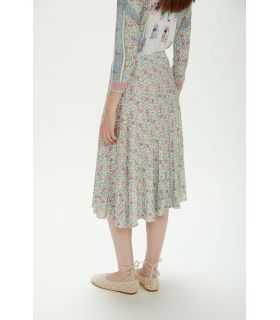 Pleated skirt with small flowers print