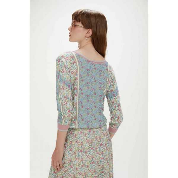 Knitwear t-shirt with small flowers print