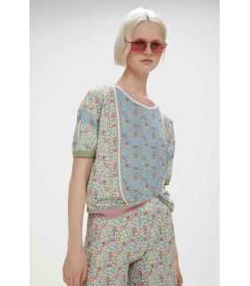 Knitwear t-shirt with flowers print