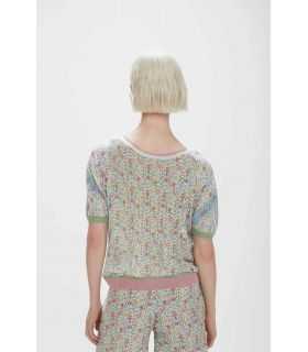 T-shirt oversize con seta, stampa Flowers