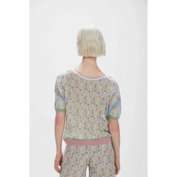 Knitwear t-shirt with flowers print
