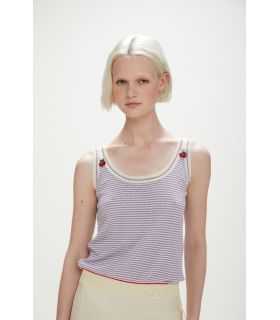 Striped top with buttons