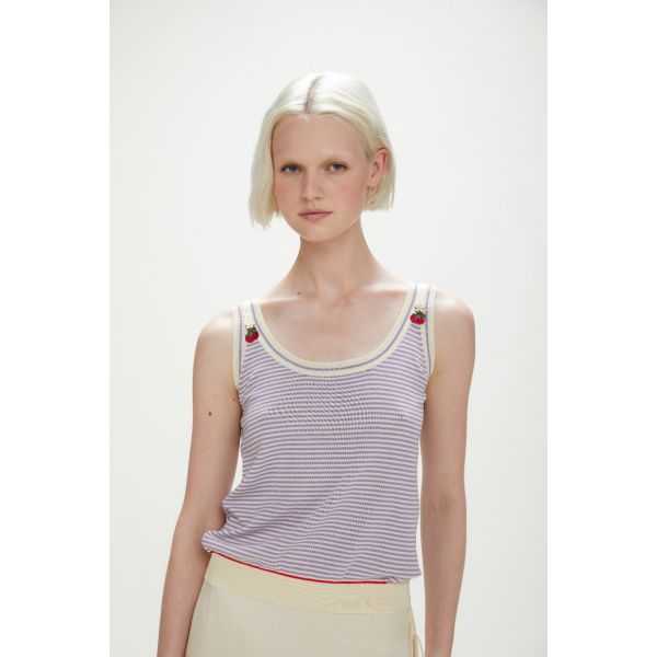 Striped top with buttons