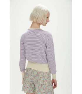 Striped V neck jacket with small buttons