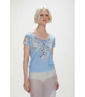 Short-sleeve top with floral print