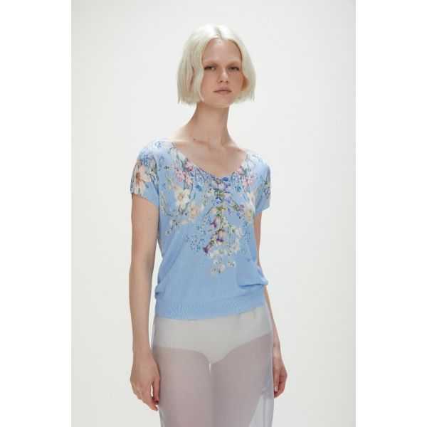 Short-sleeve top with floral print