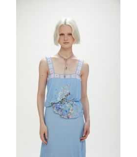 Top with crochet edges and Floral print