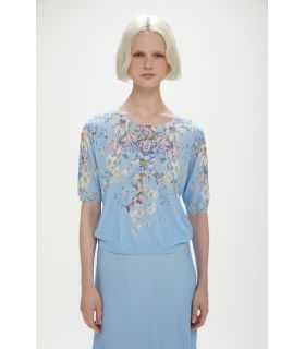 Short-sleeve double-use sweater with Floral print
