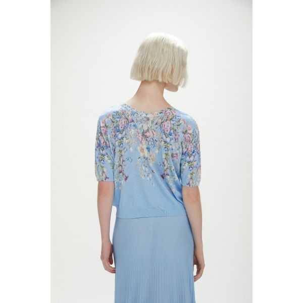 Short-sleeve double-use sweater with Floral print
