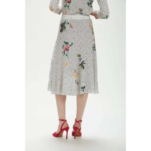 Pleated Skirt with Spring print