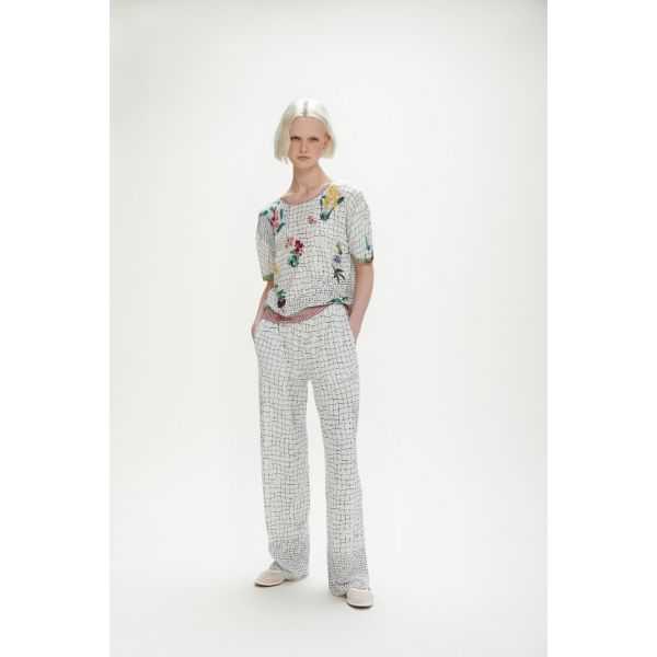 Short sleeved short jumper with double use Spring print