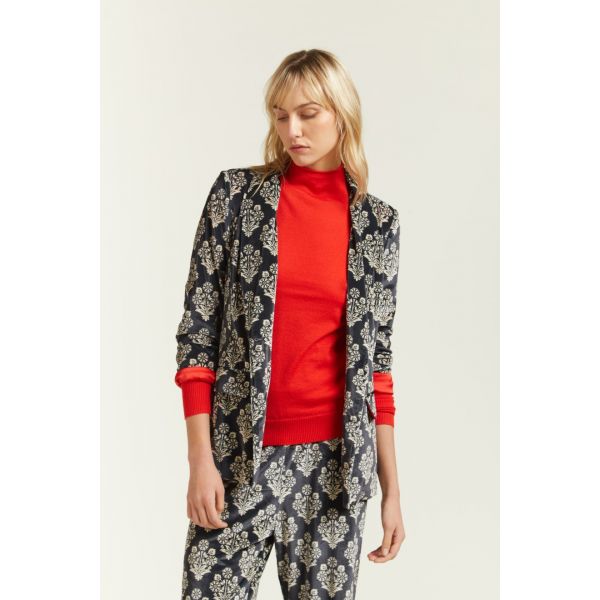 Velvet Blazer with Damask print