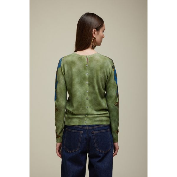 Cardigan with Blue Flowers print