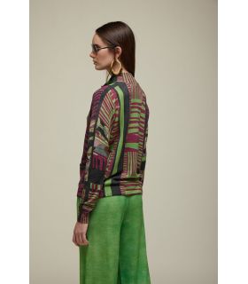Jacket with multicolor leaves print