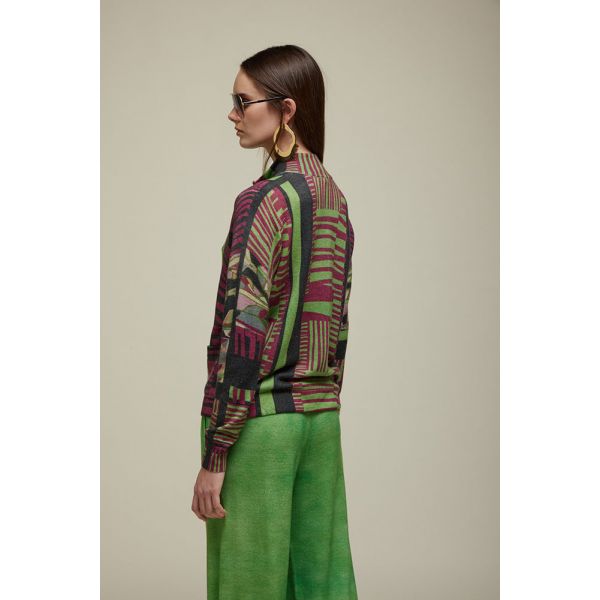 Jacket with multicolor leaves print