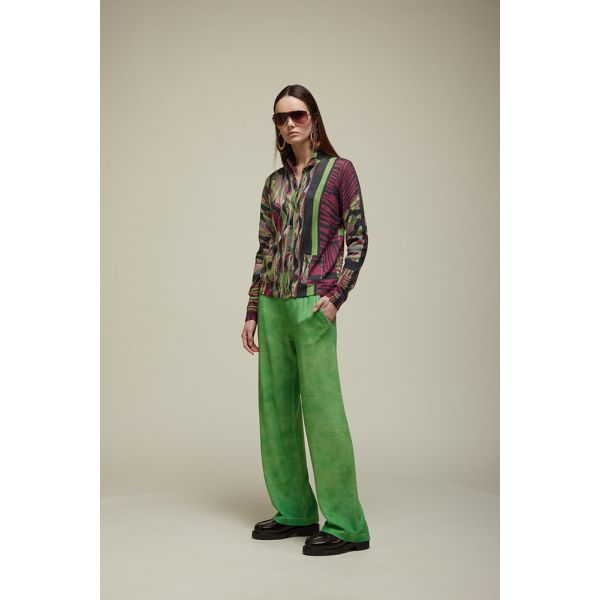 Jacket with multicolor leaves print