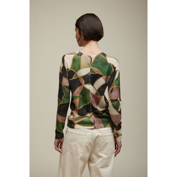 Printed Cardigan with Mosaic motifs Double use