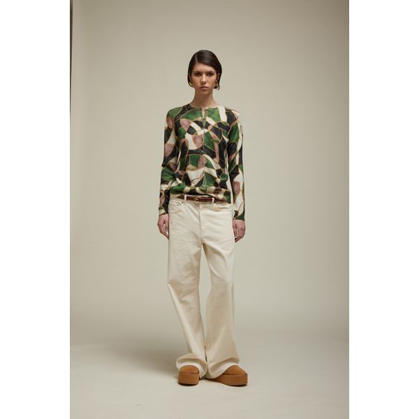 Printed Cardigan with Mosaic motifs Double use