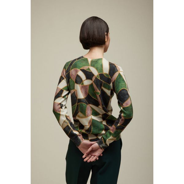 Crewneck sweater with Mosaic print