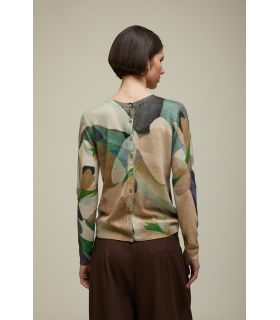 Tricot cardigan with Abstract design double use
